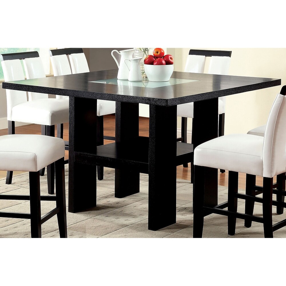 Lumina Contemporary Black Wood Light Up 7 Piece Counter Height Dining Set by Furniture of America