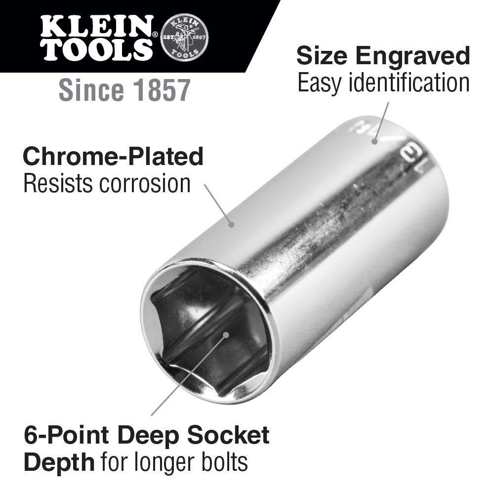 11/16 Deep 6 Pt Socket， 3/8 Drive