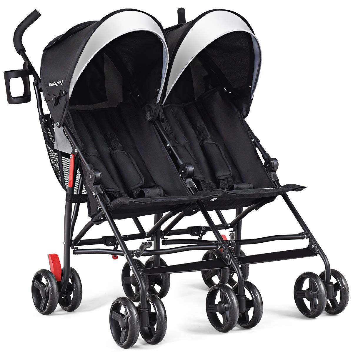 BABY JOY Double Light-Weight Stroller, Travel Foldable Design, Twin Umbrella Stroller with 5-Point Harness