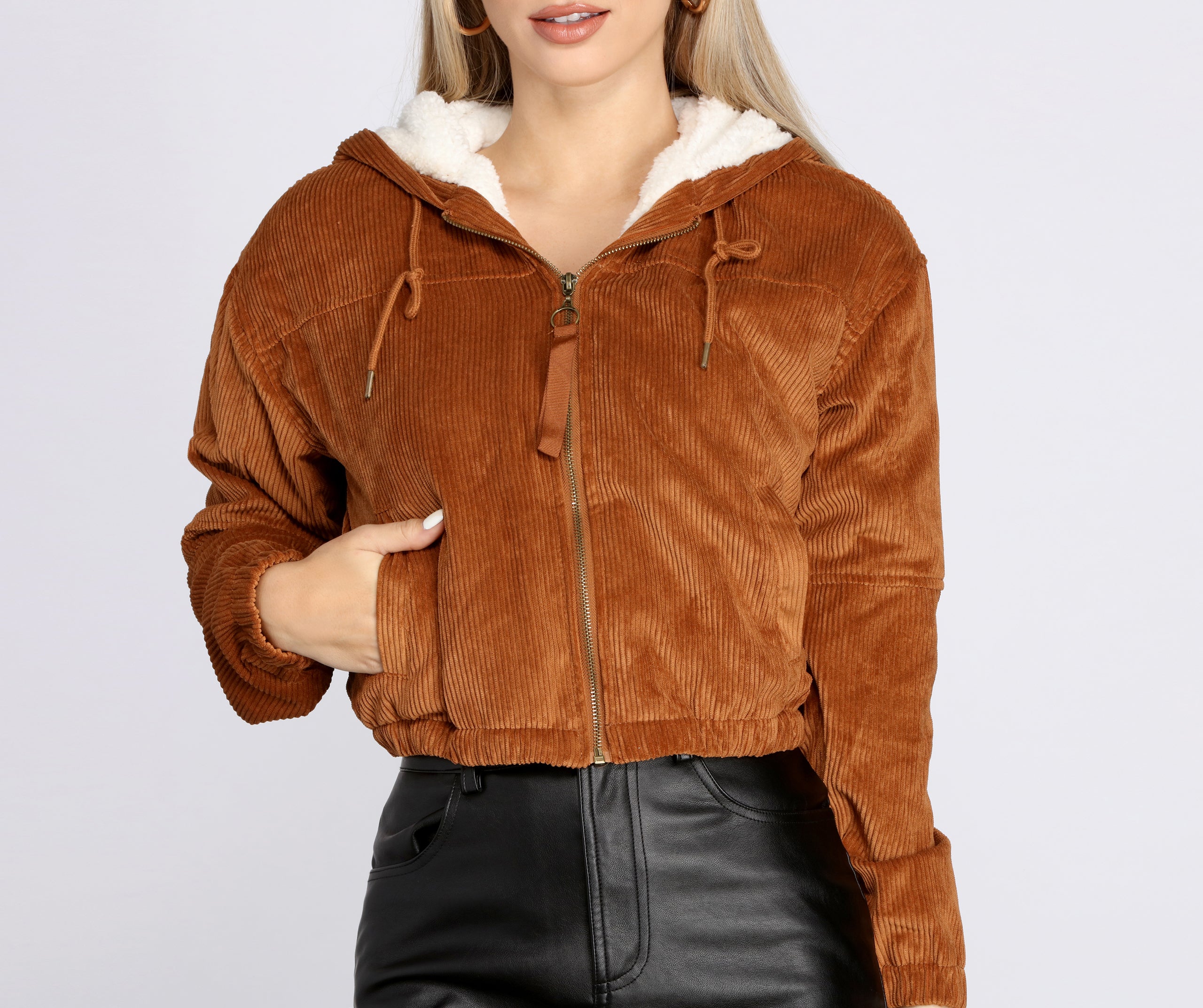 Sherpa Lined Corduroy Bomber Jacket