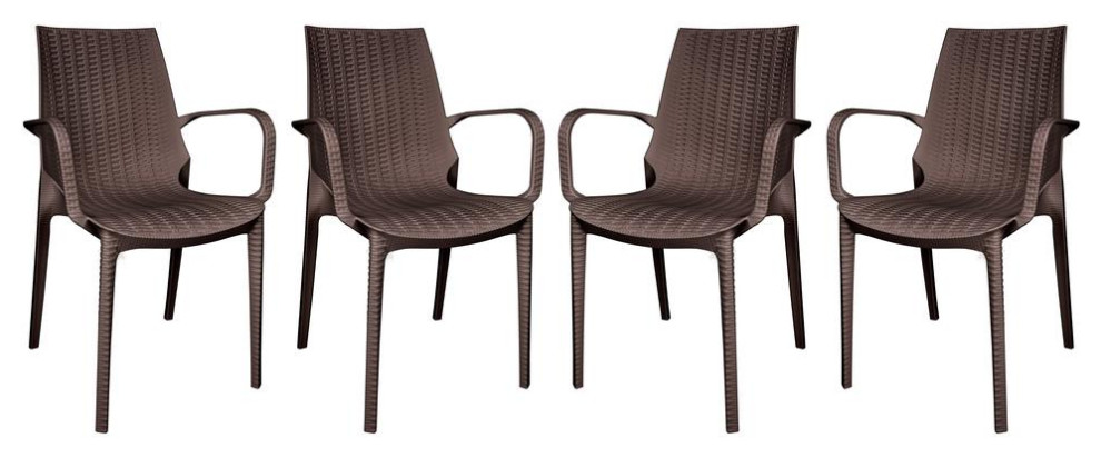 LeisureMod Kent Outdoor Dining Arm Chair  set of 4 KCA21BR4   Tropical   Outdoor Dining Chairs   by clickhere2shop  Houzz