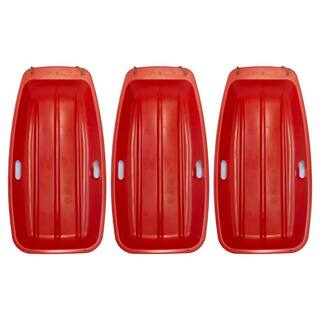 Ejoy 35 in. x 18 in. x 4 in. Downhill Winter Toboggan Snow Sled with Rope (Red 3-Piece) SnowSled35x18x4_Red_3pc