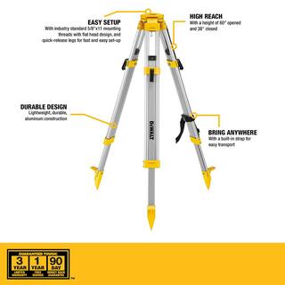 DW Construction Tripod and 12V Maximum Lithium-Ion 100 ft. Green Self-Leveling 3-Beam 360-Degree Laser Level Kit DW0737WDW089LG