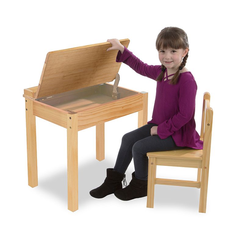 Melissa and Doug Child's Honey Wooden Lift-Top Desk and Chair Set