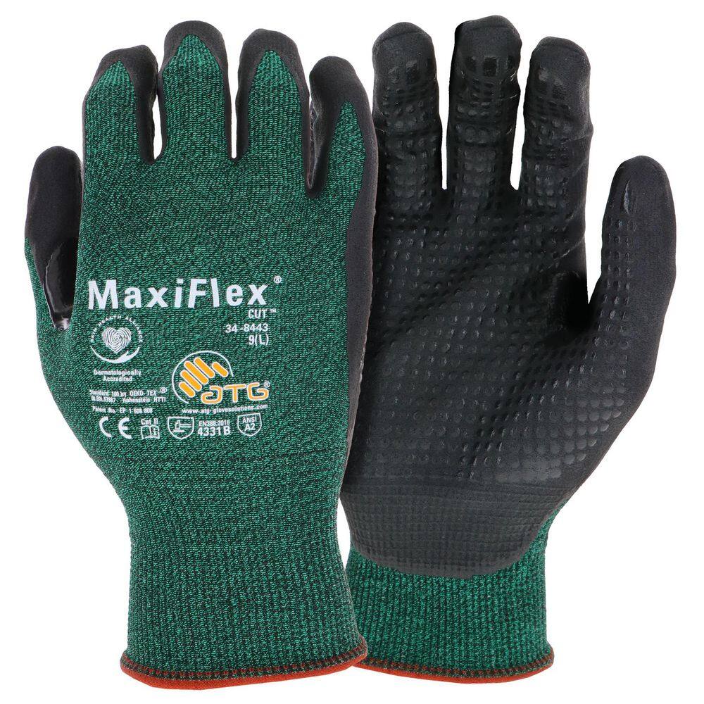 ATG MaxiFlex Cut Men's Medium Green ANSI 2 Abraision Resistant Nitrile-Coated Work Gloves 34-8443TMVPD30