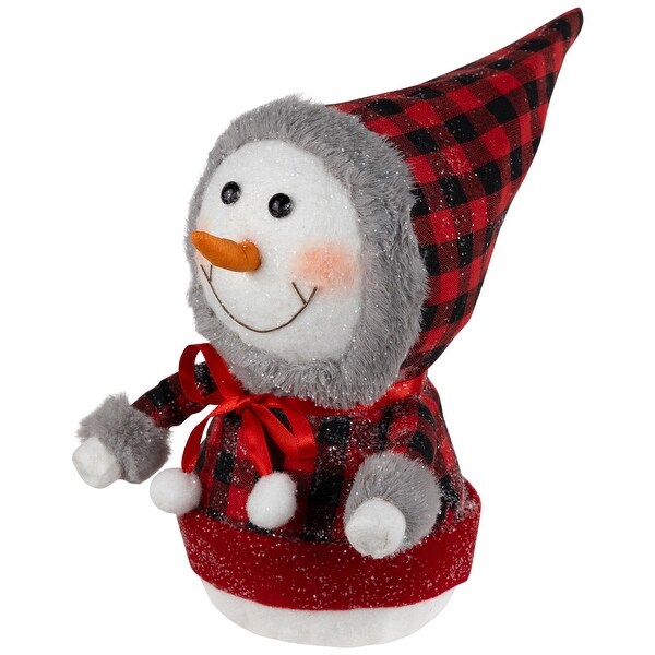 Jolly Baby Snowman with Plaid Coat Christmas Figurine