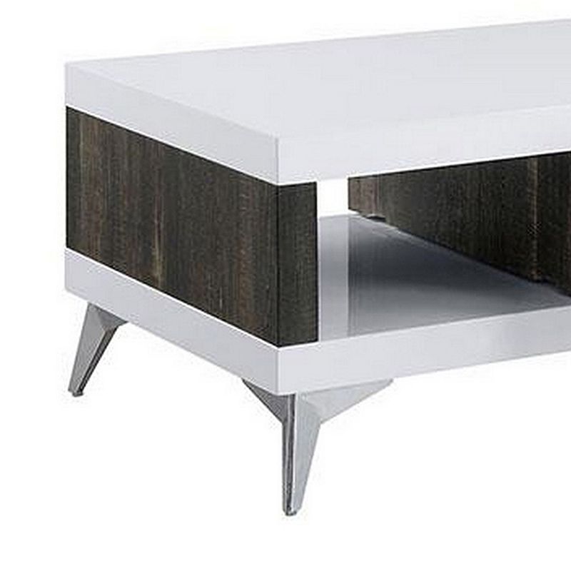 Two Tone Coffee Table with Open Shelf， White and Brown