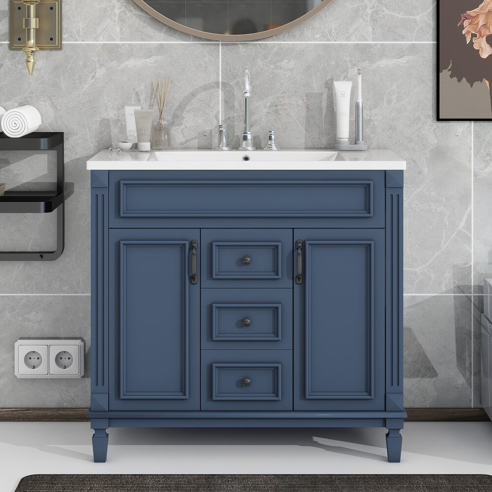 36'' Freestanding Bathroom Vanity Cabinet with Single Sink and 2 Drawers