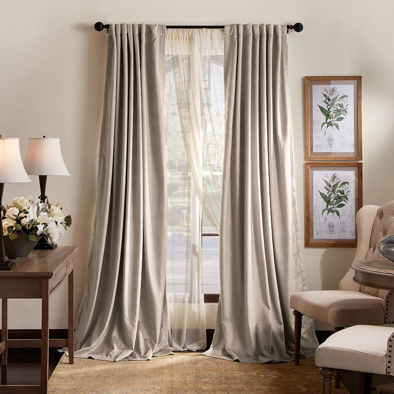 Martha Stewart Lucca Velvet Backtab 2 Window Curtain Panels