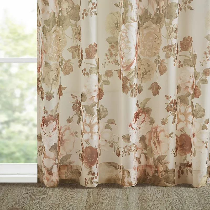 Madison Park Abelia Printed Floral Rod Pocket and Back Tab Voile Sheer 1 Window Curtain Panel