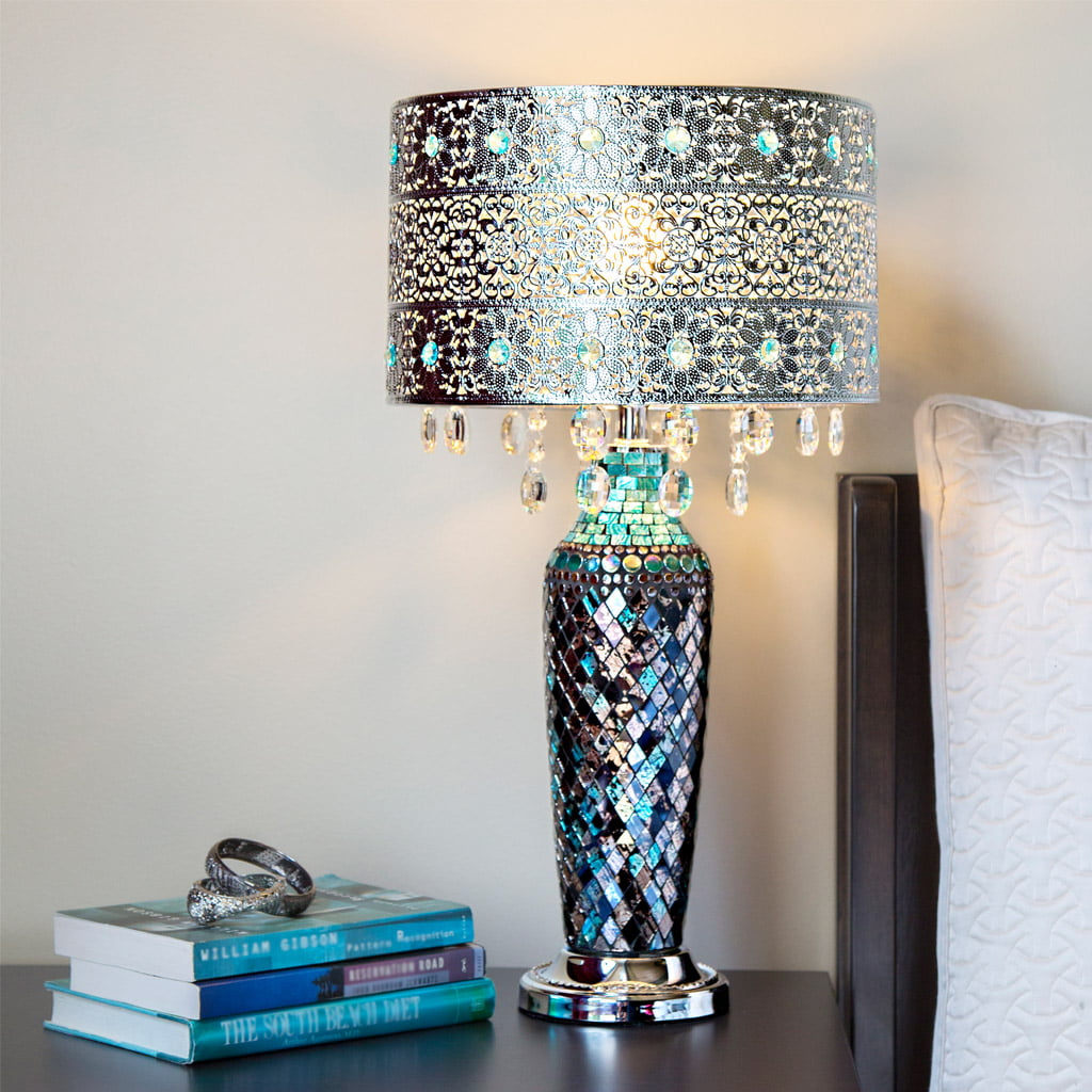 River of Goods Gracie's Crystal Table Lamp- Turquoise