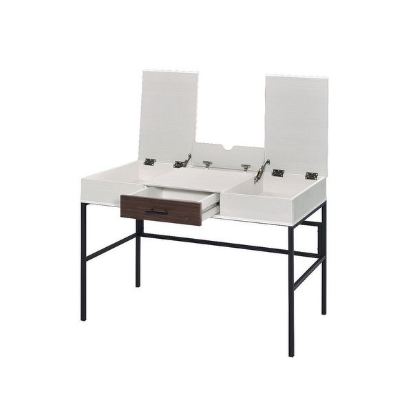 AOOLIVE Verster Built-in USB Port Writing Desk，White andBlack Finish