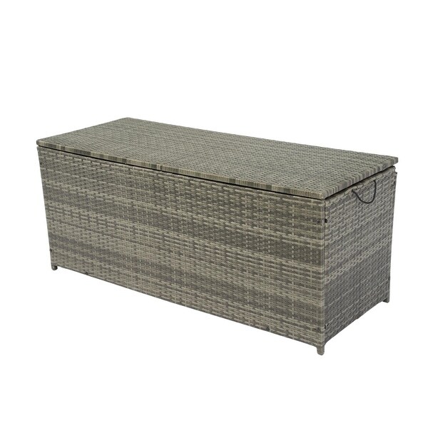 113 Gallon Wicker Patio Outdoor Cushion Storage Box Deck Boxes with Lid