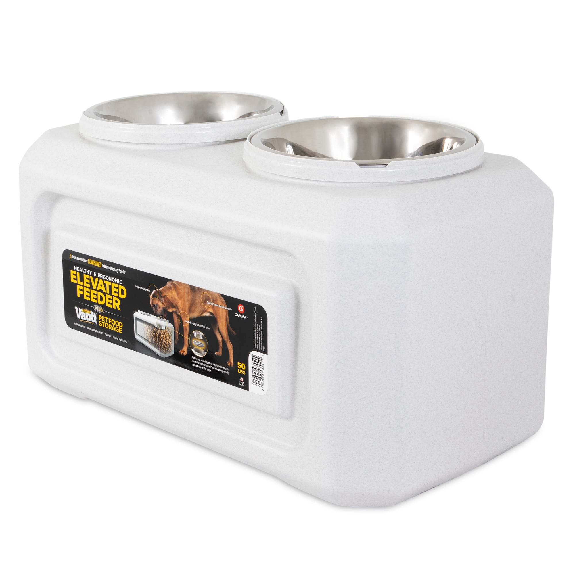 Gamma Elevated Storage Feeder Dog Bowl， 12 Cups