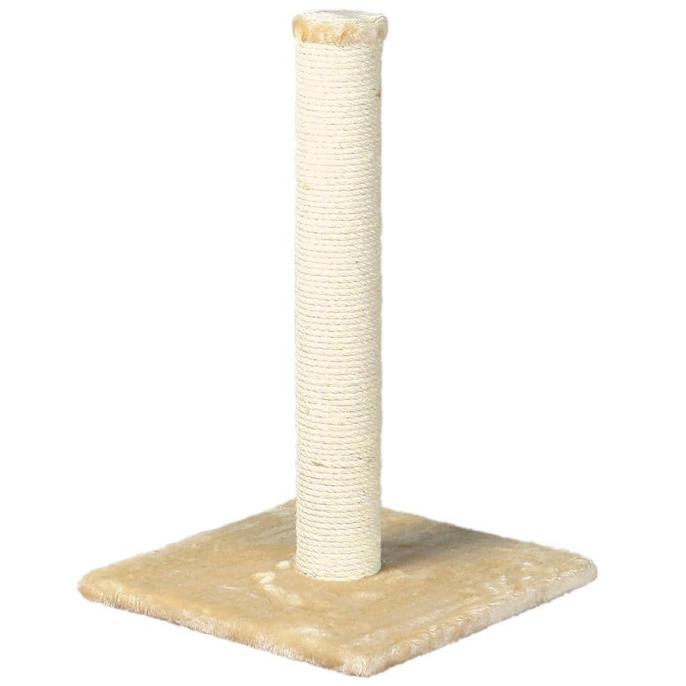 TRIXIE Parla Cat Scratching Post : For Indoor Cats : Plush Covered Base and Sisal Post : Beige : 24 inches Tall 43331