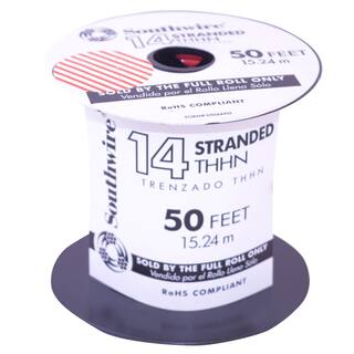 Southwire 50 ft. 14 Red Stranded CU THHN Wire 22957583