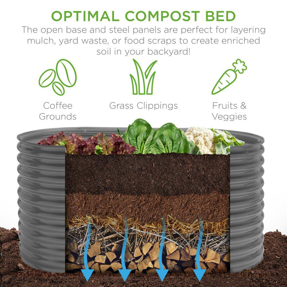 Best Choice Products 5.25 ft. x 2.7 ft. Oval Steel Raised Garden Bed Customizable Outdoor Planter for Gardening Plants in Dark Gray SKY6415