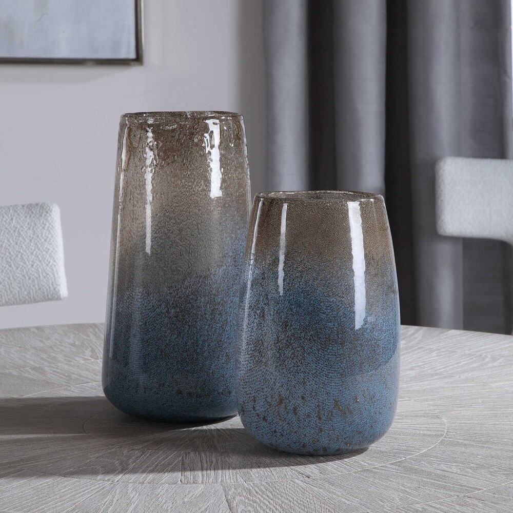 Uttermost 17762 Ione Set of (2) Glazed Seeded Glass Ombre Home Decor