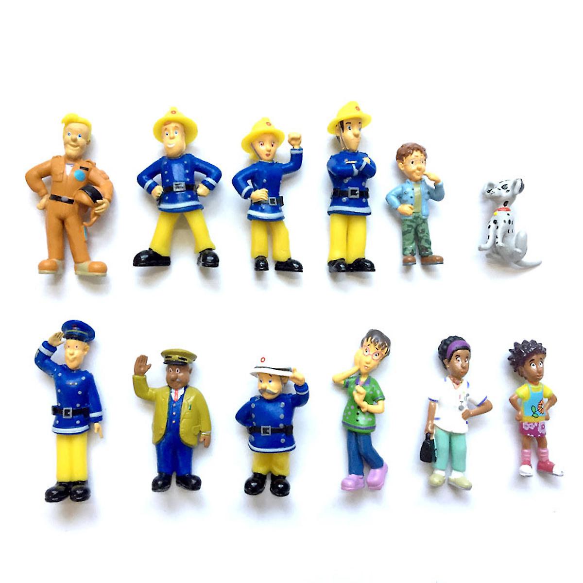 12pcs/lot Fireman Sam Anime Figure Toy Models 3-6cm