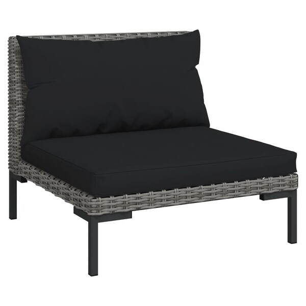 3 Piece Patio Lounge Set with Cushions Poly Rattan Dark Gray