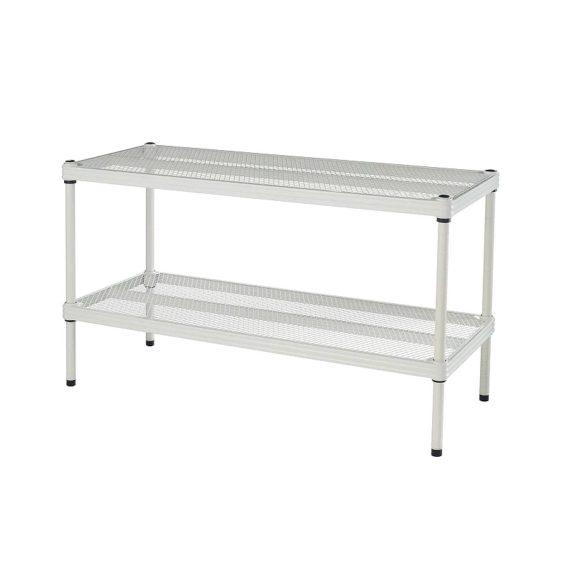 Design Ideas Meshworks 2 Tier Full-size Metal Storage Shelving Unit Rack， White