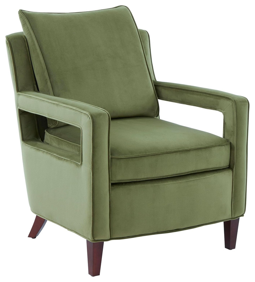 Modern Accent Chair  Velvet Seat With Cushioned Back  ampOpen Arms   Modern   Armchairs And Accent Chairs   by Decor Love  Houzz