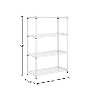 Honey-Can-Do White 4-Tier Heavy Duty Adjustable Steel Garage Storage Shelving (36 in. W x 54 in. x 14 in. D) SHF-09440