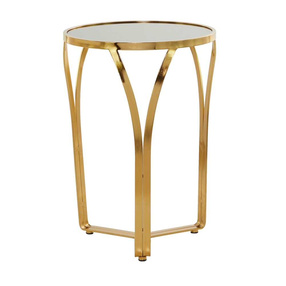 Gold Metal Contemporary Accent Table   16 x 16 x 23