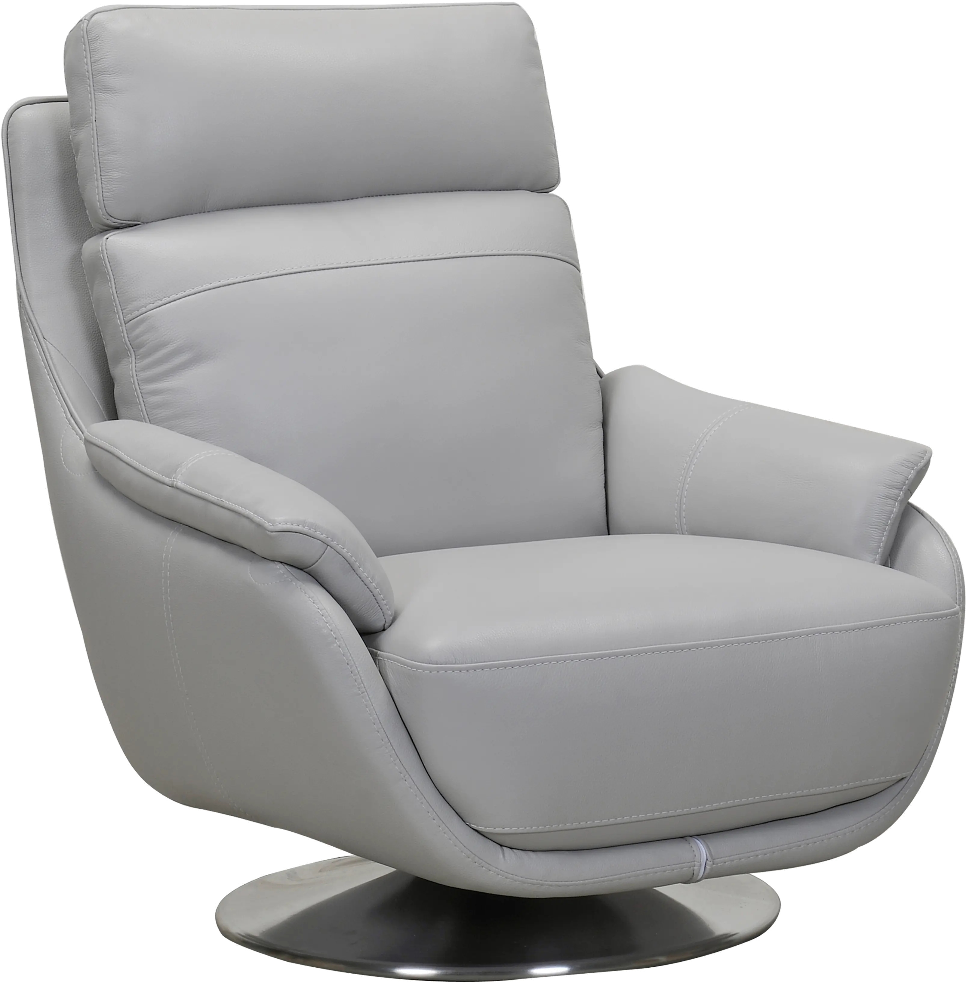 Dove Gray Leather Swivel Chair - Vio