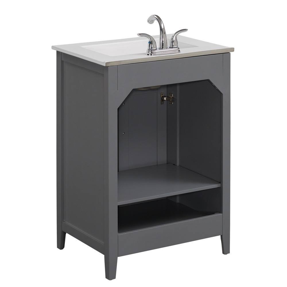 Twin Star Home 24 in. W x 18 in. D x 34 in. H Single Bathroom Vanity Top in Huron Gray with Sink Included 24BV34018-F988