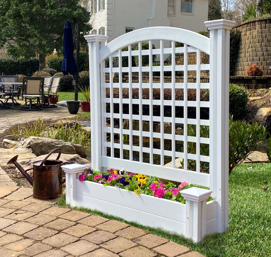 ENCLO Screens 11" x 42" x 45.5" Belmont Freestanding Lattice Screen with Planter Box