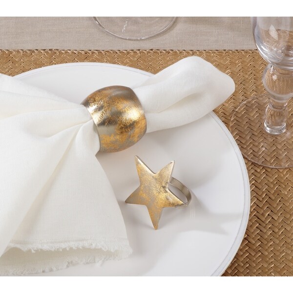 Textured Gold Star Dinner Napkin Rings (Set of 4)