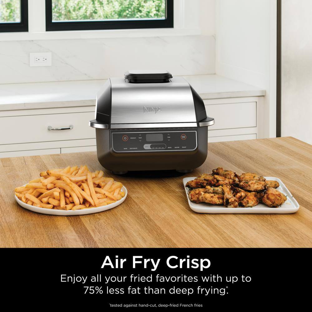 Ninja Foodi 6-in-1 Indoor Grill  4 qt. Black Air Fryer with Roast Bake Broil Dehydrate 2nd Generation EG201