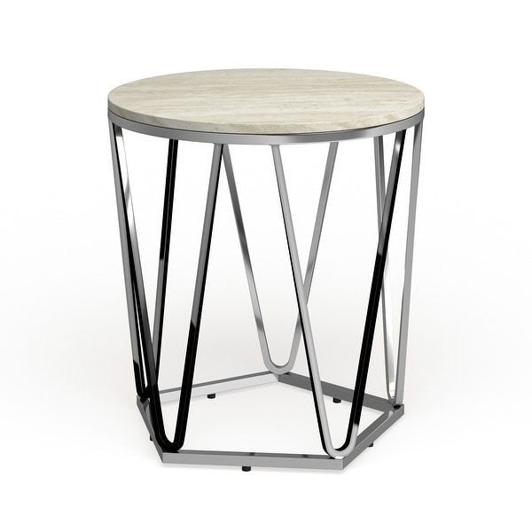 SEI Furniture Henderson Faux Marble Round Side Table