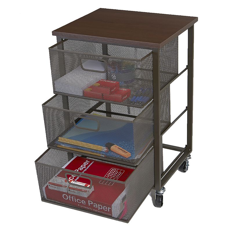 Mind Reader Metal Rolling File Cart With Drawer