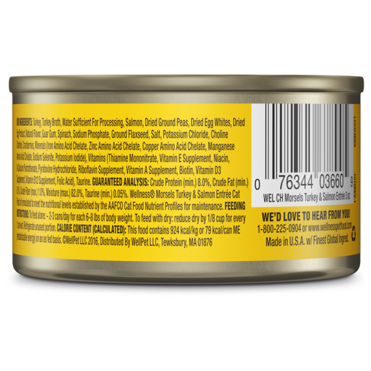 Wellness Complete Health Morsels Cubed Turkey and Salmon Canned Cat Food， 3 Oz.