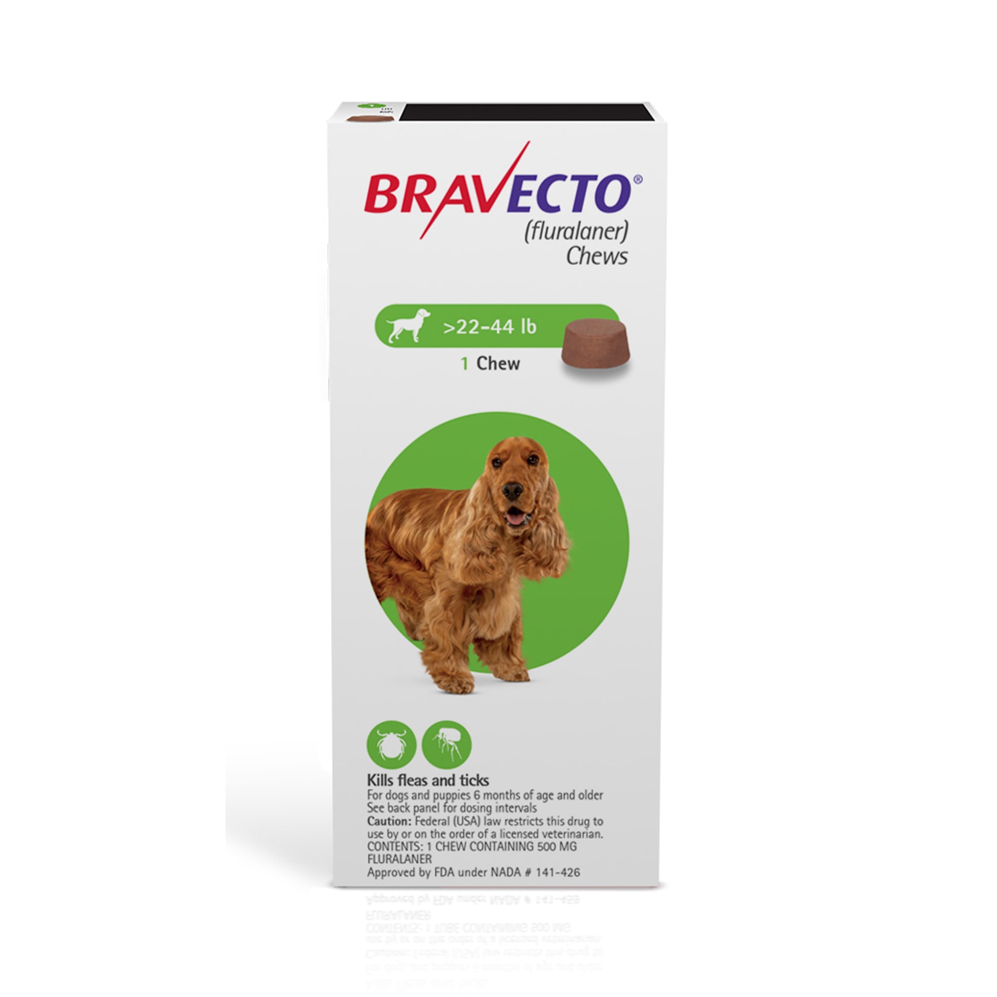 Bravecto Chews for Dogs 22-44 lbs， 3 Month Supply