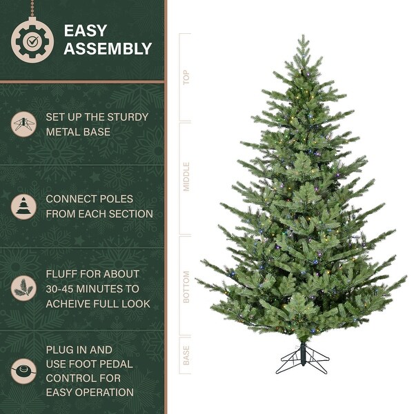 Fraser Hill Farm 7.5ft. Foxtail Pine Artificial Christmas Tree with Multicolor Fairy LED Lights and Remote Control