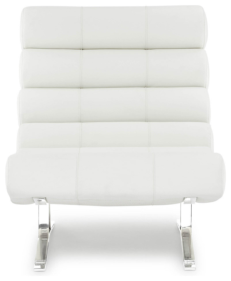 Zuri Furniture Modern Astoria Lounge Chair Smooth White Leather Chrome Legs   Contemporary   Armchairs And Accent Chairs   by Zuri Furniture  Houzz