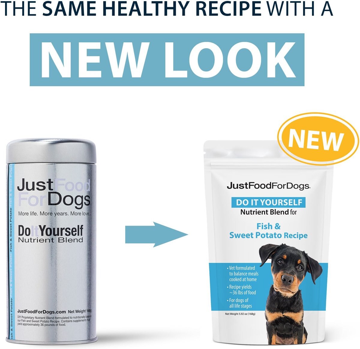 JustFoodForDogs DoItYourself Fish and Sweet Potato Recipe Fresh Dog Food Recipe and Nutrient Blend