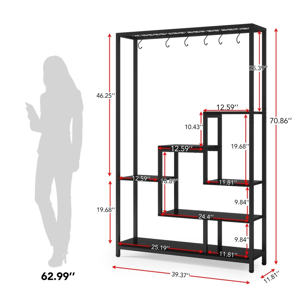 5 Tier Tall Indoor Plant Stand  Large Plant Shelf with 10PC S Hanging Hooks