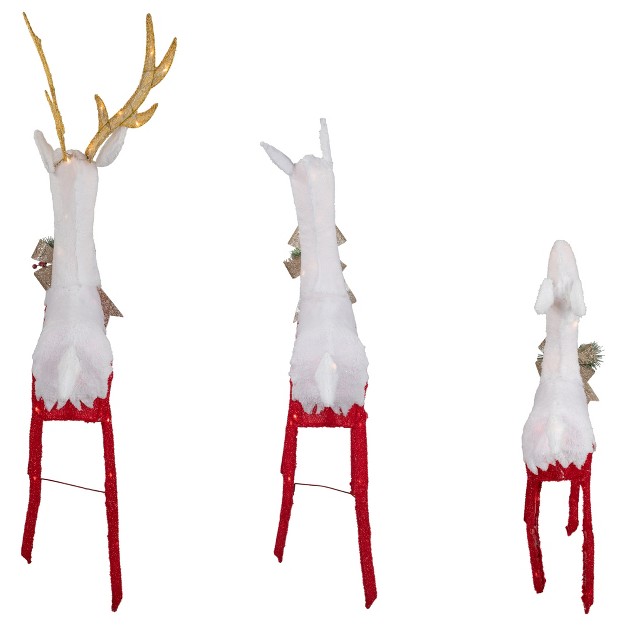 Northlight Set Of 3 Lighted Red Reindeer Family Outdoor Christmas Decoration