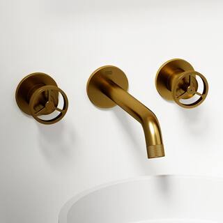 VIGO Cass Two Handle Wall Mount Bathroom Faucet in Matte Brushed Gold VG05007MG