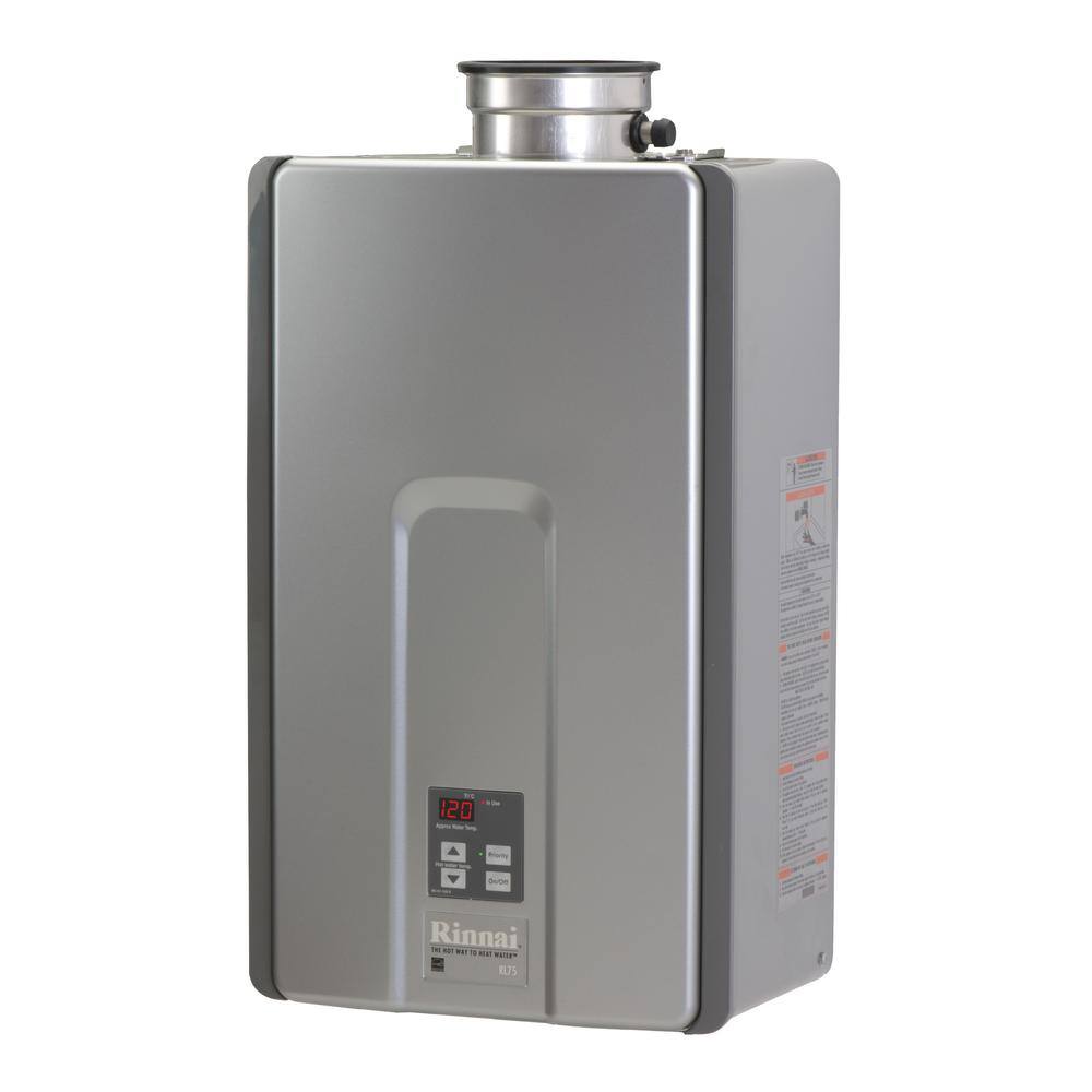 Rinnai High Efficiency Plus 7.5 GPM Residential 180000 BTU Natural Gas Interior Tankless Water Heater RL75iN