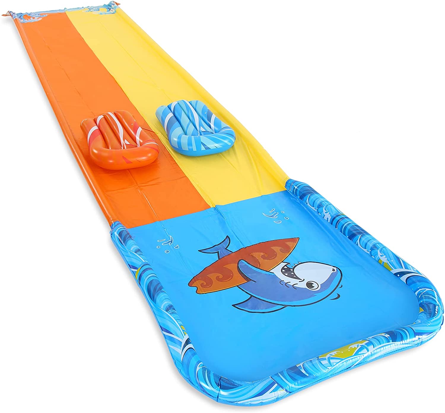 Terra Slip and Slide Water Slide for Kids With Inflatable Water Splash Slide Summer Outdoor Toys with 2 Body boards Lanes Slip