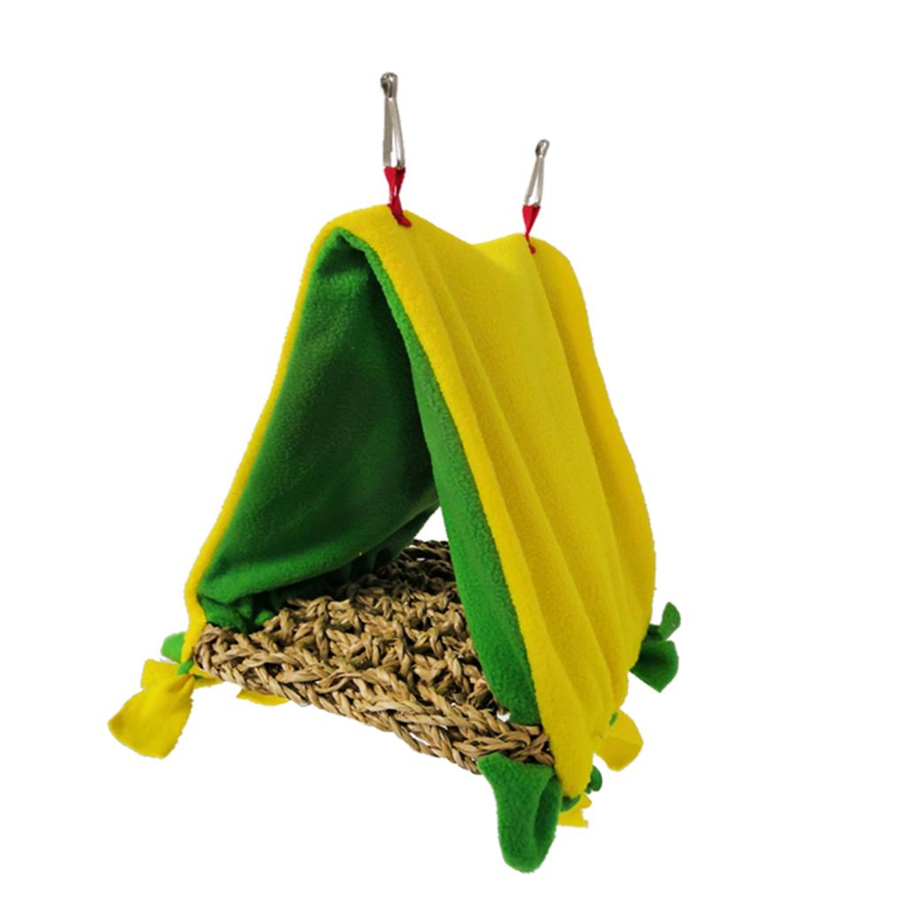 Bird Parrot ing Perch Cage Bed Parakeet Triangle Hammock Hut Accessories Yellow