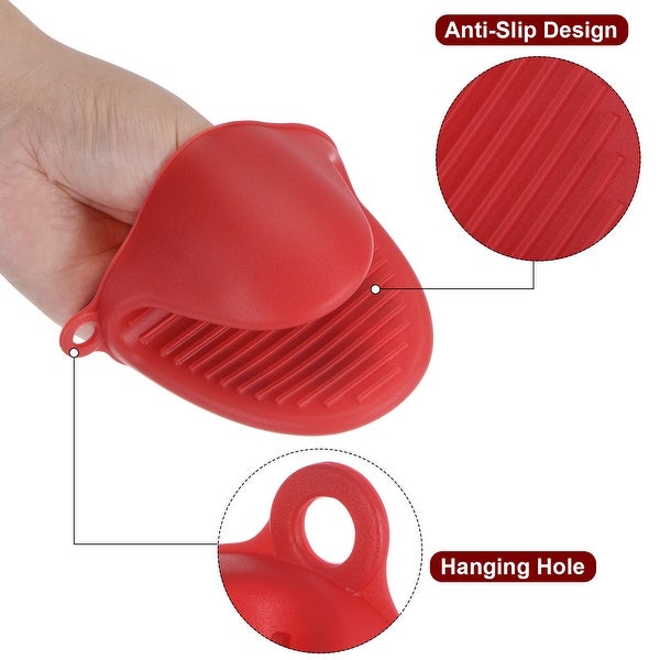 2pcs Thickened Mini Oven Gloves Silicone Oven Mitts Finger Pot Holder