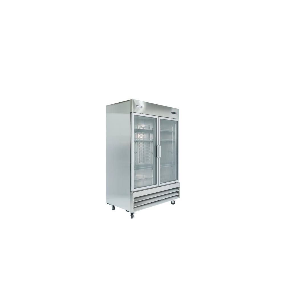 Norpole 54 in. W 48 cu. ft. 2-Glass Door Reach-In Commercial Refrigerator in Stainless NP2R-G