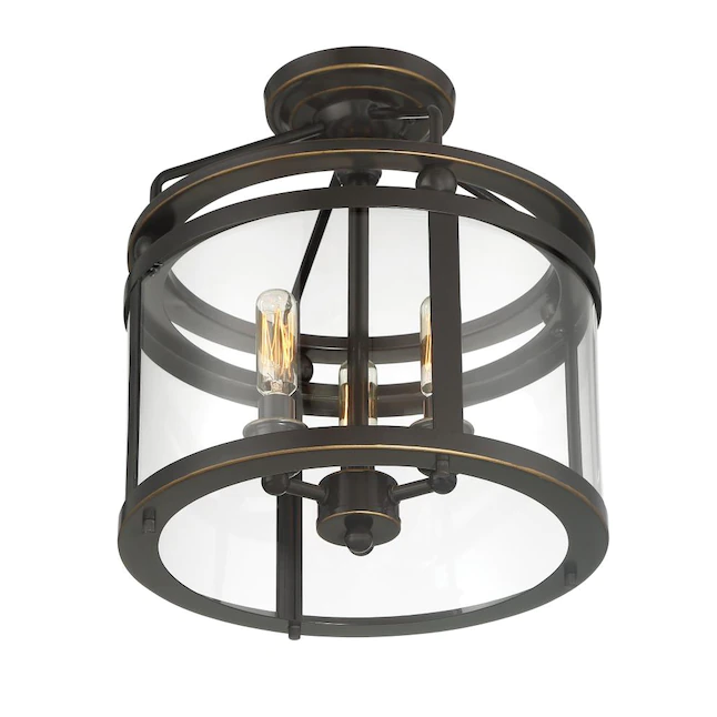 Quoizel Norfolk 3-Light 11.87-in Oil Rubbed Bronze Semi-flush Mount Light