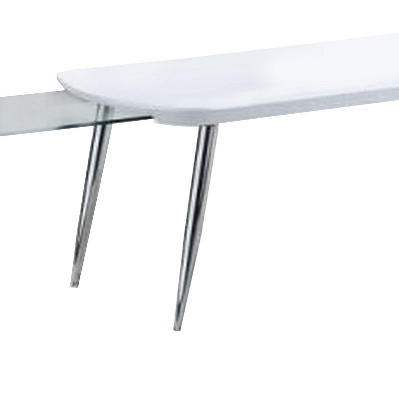 Coffee Table with Pull Out Tabletop， White and Silver